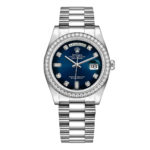 Rolex-Day-Date-36-Blue-Dial-Diamond-Bezel-Womens-Watch-128349RBR