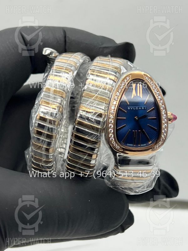 Фото 5 - Bvlgari Serpenti Tubogas 35mm Blue Rose Gold