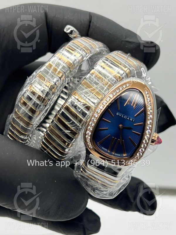 Фото 6 - Bvlgari Serpenti Tubogas 35mm Blue Rose Gold