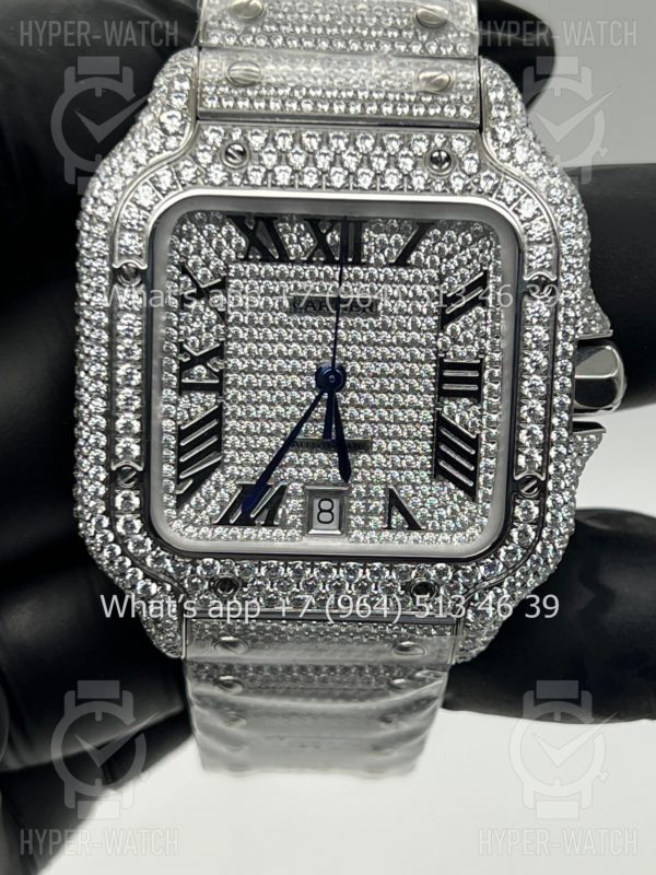 Фото 2 - Cartier Santos de Cartier 40mm Diamond Steel Art 7619