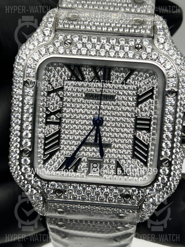 Фото 3 - Cartier Santos de Cartier 40mm Diamond Steel Art 7619