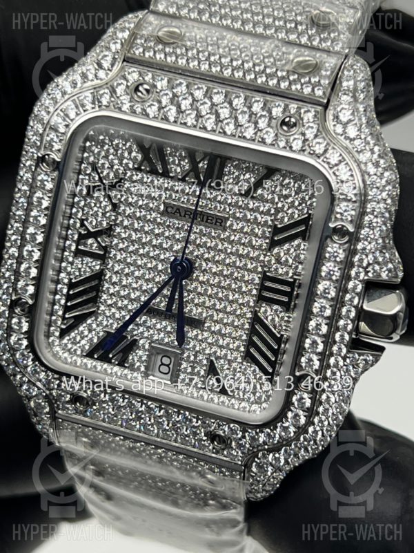 Фото 4 - Cartier Santos de Cartier 40mm Diamond Steel Art 7619