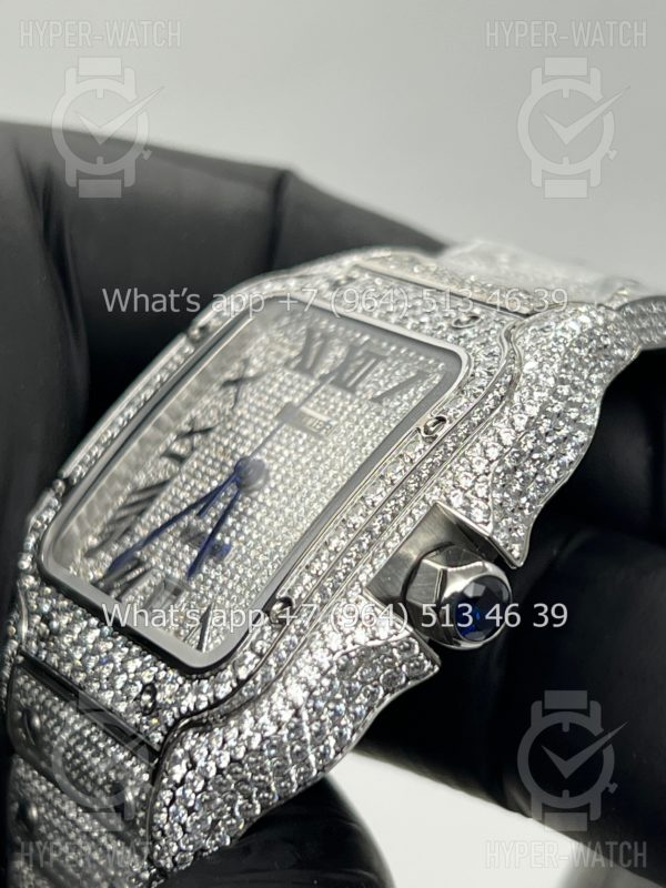 Фото 5 - Cartier Santos de Cartier 40mm Diamond Steel Art 7619