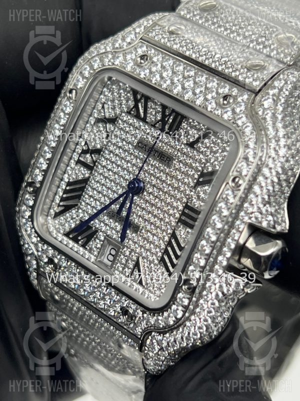 Фото 6 - Cartier Santos de Cartier 40mm Diamond Steel Art 7619