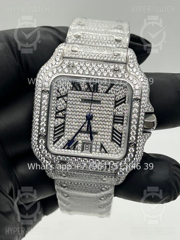 Фото 8 - Cartier Santos de Cartier 40mm Diamond Steel Art 7619