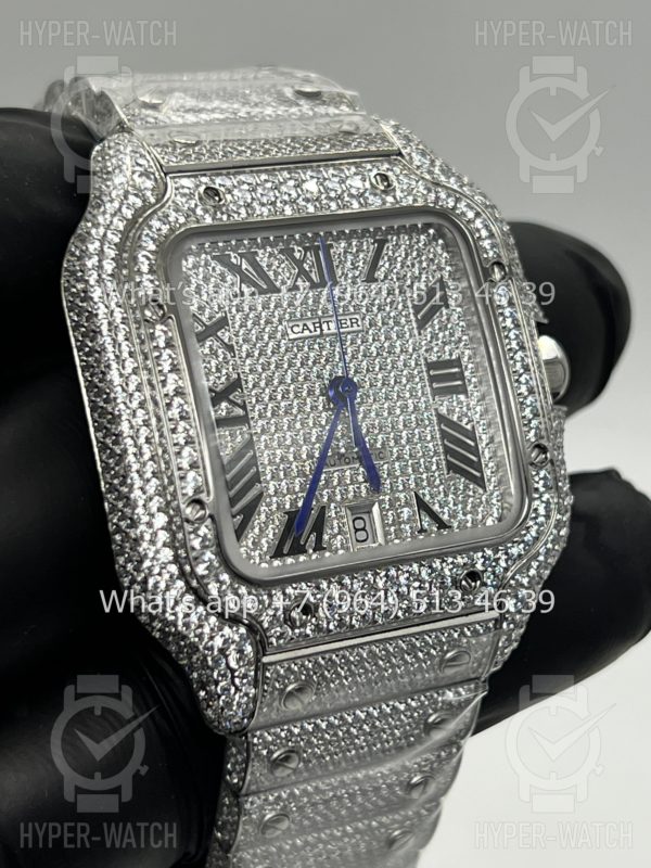 Фото 9 - Cartier Santos de Cartier 40mm Diamond Steel Art 7619