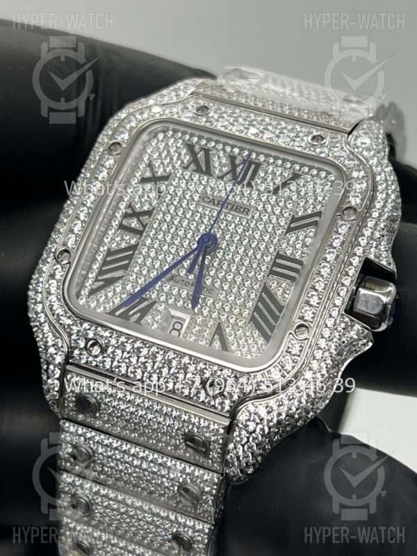 Фото 10 - Cartier Santos de Cartier 40mm Diamond Steel Art 7619