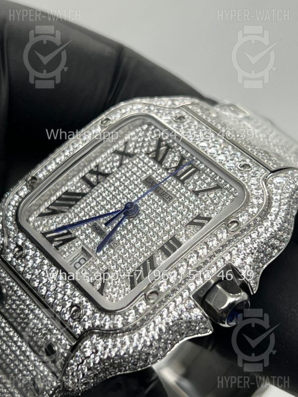 Фото 11 - Cartier Santos de Cartier 40mm Diamond Steel Art 7619