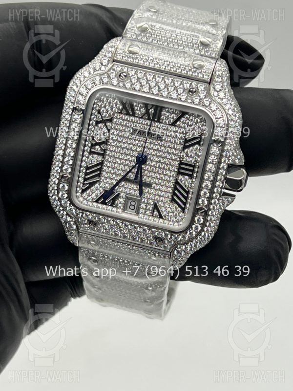 Фото 12 - Cartier Santos de Cartier 40mm Diamond Steel Art 7619
