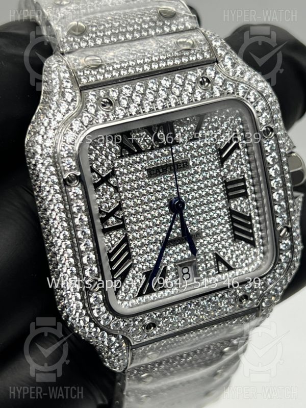 Фото 13 - Cartier Santos de Cartier 40mm Diamond Steel Art 7619