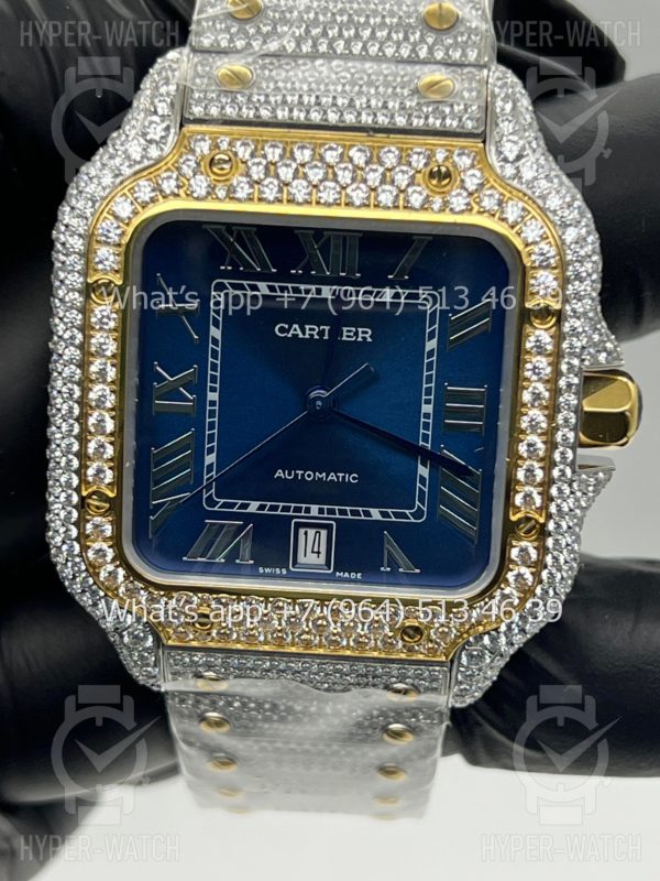 Фото 9 - Cartier Santos de Cartier 40mm Diamond Blue Dial