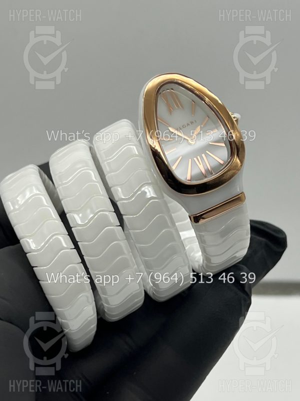 Фото 5 - Bvlgari Serpenti Spiga 35mm Ceramic White