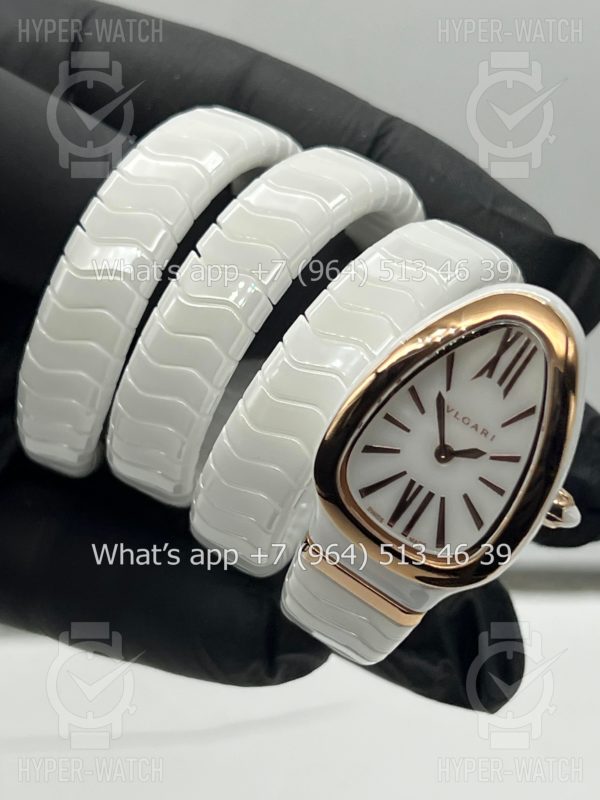 Фото 10 - Bvlgari Serpenti Spiga 35mm Ceramic White