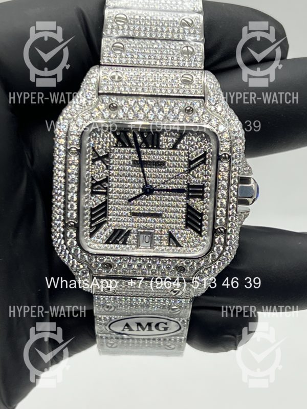Фото 8 - Cartier Santos de Cartier 40mm Diamond Steel Art 11450