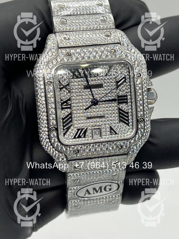 Фото 11 - Cartier Santos de Cartier 40mm Diamond Steel Art 11450